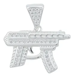 Collar Plata 925 Dije Metralleta con Zirconia para Hombre - Imagen 3