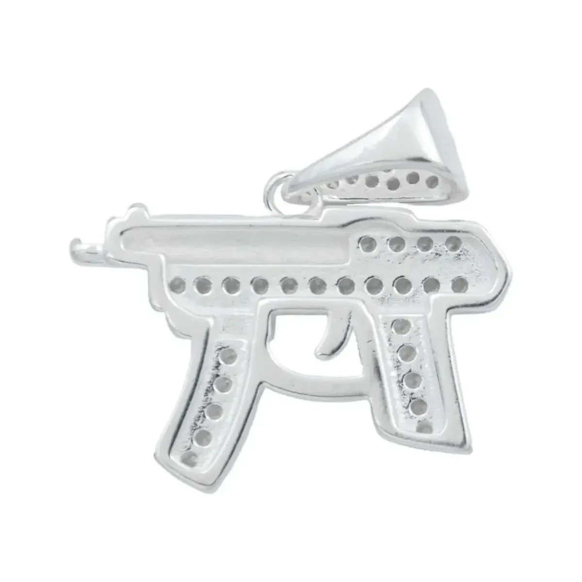 Collar Plata 925 Dije Metralleta con Zirconia para Hombre - Imagen 4