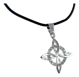 Collar Plata 925 Dije Nudo Bruja con Zirconia y Cordón de Caucho Unisex - Imagen 2