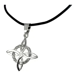 Collar Plata 925 Dije Nudo Bruja con Zirconia y Cordón de Caucho Unisex - Imagen 3
