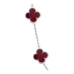 Collar Plata 925 Dije Trébol Esmaltado Rojo Cadena 65cm - Imagen 3
