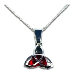 Collar Plata .925 Dije Triqueta Celta Zirconia Roja con Cadena - Imagen 1