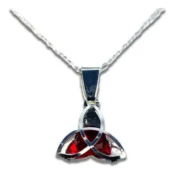 Collar Plata .925 Dije Triqueta Celta Zirconia Roja con Cadena - Imagen 1