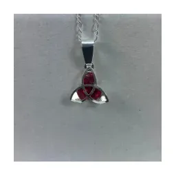 Collar Plata .925 Dije Triqueta Celta Zirconia Roja con Cadena - Imagen 2