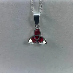 Collar Plata .925 Dije Triqueta Celta Zirconia Roja con Cadena - Imagen 2