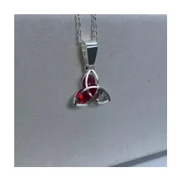 Collar Plata .925 Dije Triqueta Celta Zirconia Roja con Cadena - Imagen 4
