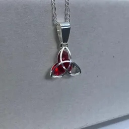 Collar Plata .925 Dije Triqueta Celta Zirconia Roja con Cadena - Imagen 4