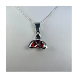 Collar Plata .925 Dije Triqueta Celta Zirconia Roja con Cadena - Imagen 5