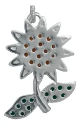 Collar Plata 925 Diseño Flor Primavera con Zirconia Naranja - Imagen 5