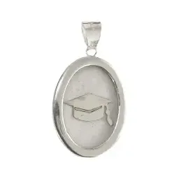 Collar Plata 925 Graduación Óvalo Blanco Caucho Ajustable Unisex - Imagen 4
