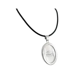 Collar Plata 925 Graduación Óvalo Blanco Caucho Ajustable Unisex - Imagen 6