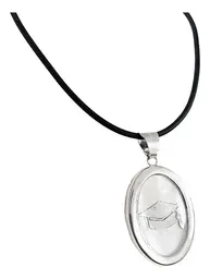 Collar Plata 925 Graduación Óvalo Blanco Caucho Ajustable Unisex - Imagen 6