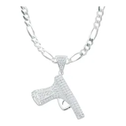 Collar Plata 925 Hombre con Dije Pistola Zirconia Blanca - Imagen 2