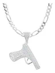 Collar Plata 925 Hombre con Dije Pistola Zirconia Blanca - Imagen 2