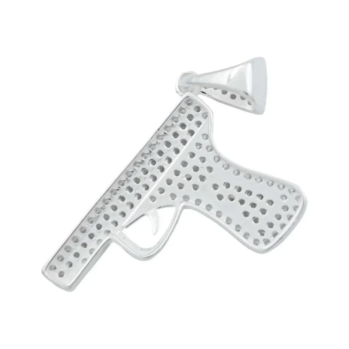 Collar Plata 925 Hombre con Dije Pistola Zirconia Blanca - Imagen 4