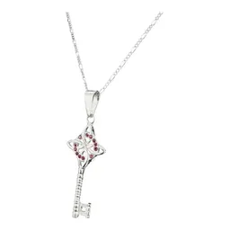 Collar Plata 925 Llave Nudo Bruja Zirconia Rosa - Imagen 1