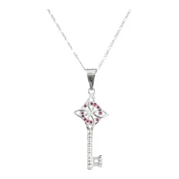 Collar Plata 925 Llave Nudo Bruja Zirconia Rosa - Imagen 2
