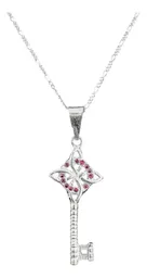 Collar Plata 925 Llave Nudo Bruja Zirconia Rosa - Imagen 2