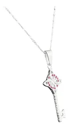Collar Plata 925 Llave Nudo Bruja Zirconia Rosa - Imagen 3