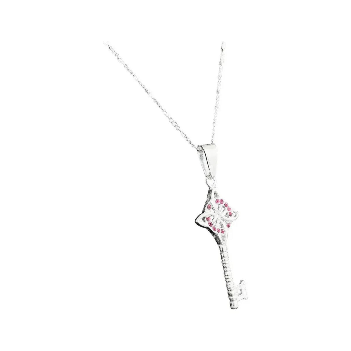 Collar Plata 925 Llave Nudo Bruja Zirconia Rosa - Imagen 3