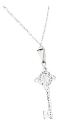 Collar Plata 925 Llave Nudo Bruja Zirconia Rosa - Imagen 4