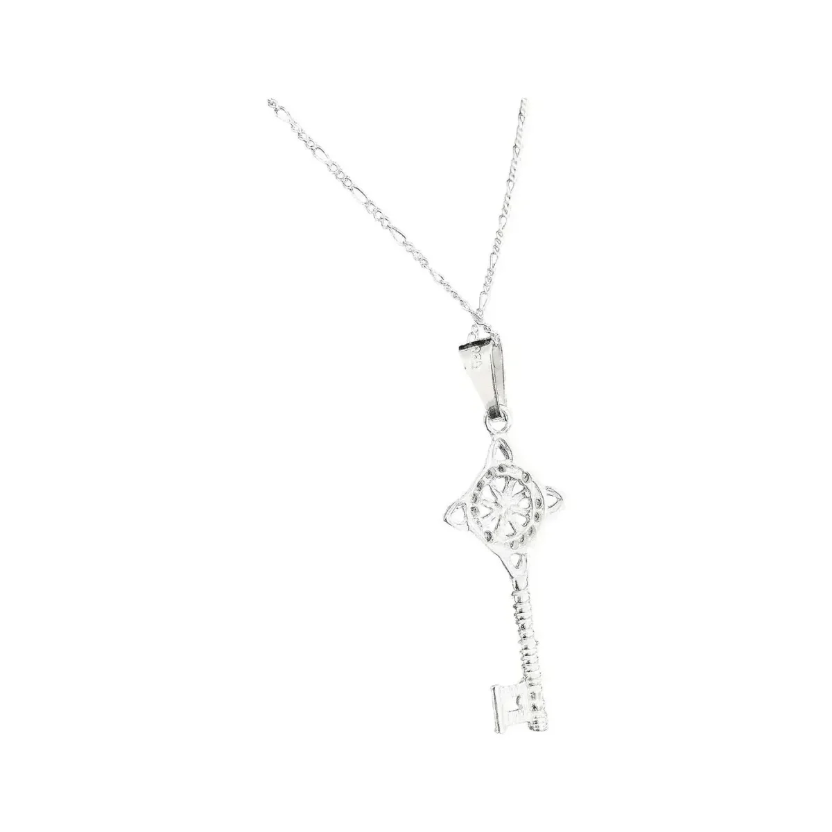 Collar Plata 925 Llave Nudo Bruja Zirconia Rosa - Imagen 4