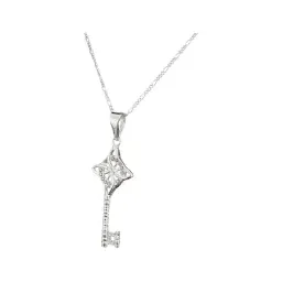 Collar Plata 925 Llave Nudo Bruja Zirconia Violeta 50cm - Imagen 1