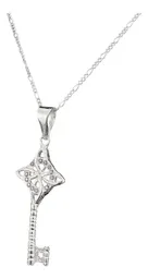 Collar Plata 925 Llave Nudo Bruja Zirconia Violeta 50cm - Imagen 1
