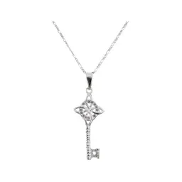 Collar Plata 925 Llave Nudo Bruja Zirconia Violeta 50cm - Imagen 2