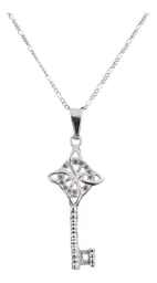 Collar Plata 925 Llave Nudo Bruja Zirconia Violeta 50cm - Imagen 2