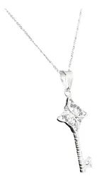 Collar Plata 925 Llave Nudo Bruja Zirconia Violeta 50cm - Imagen 3