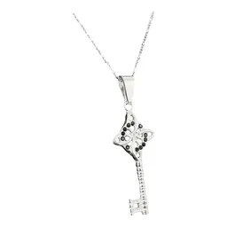 Collar Plata 925 Llave Nudo De Bruja Zirconia Negra con Cadena 50cm - Imagen 3