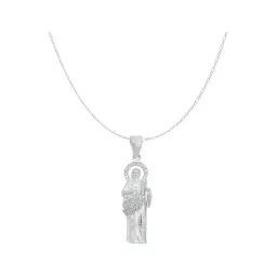 Collar Plata .925 Medalla San Judas Tadeo Zirconia 50cm - Imagen 1
