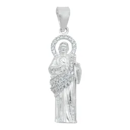 Collar Plata .925 Medalla San Judas Tadeo Zirconia 50cm - Imagen 2