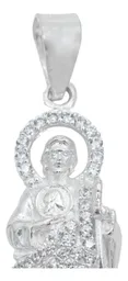 Collar Plata .925 Medalla San Judas Tadeo Zirconia 50cm - Imagen 5