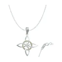 Collar Plata 925 Nudo Bruja Celta Plano con Zirconia Amarilla - Imagen 1