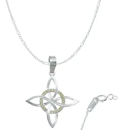 Collar Plata 925 Nudo Bruja Celta Plano con Zirconia Amarilla - Imagen 1