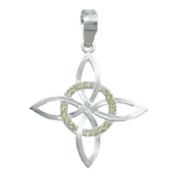 Collar Plata 925 Nudo Bruja Celta Plano con Zirconia Amarilla - Imagen 2