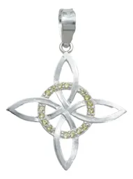 Collar Plata 925 Nudo Bruja Celta Plano con Zirconia Amarilla - Imagen 2