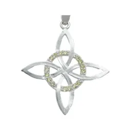 Collar Plata 925 Nudo Bruja Celta Plano con Zirconia Amarilla - Imagen 3