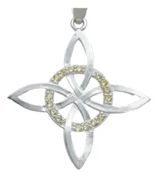 Collar Plata 925 Nudo Bruja Celta Plano con Zirconia Amarilla - Imagen 3