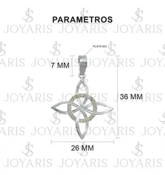 Collar Plata 925 Nudo Bruja Celta Plano con Zirconia Amarilla - Imagen 5