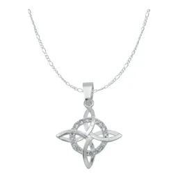 Collar Plata 925 Nudo Bruja con Zirconia y Cadena Figaro - Imagen 1
