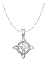 Collar Plata 925 Nudo Bruja con Zirconia y Cadena Figaro - Imagen 1