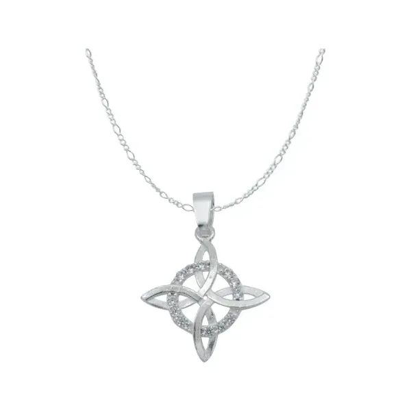Collar Plata 925 Nudo Bruja con Zirconia y Cadena Figaro - Imagen 1