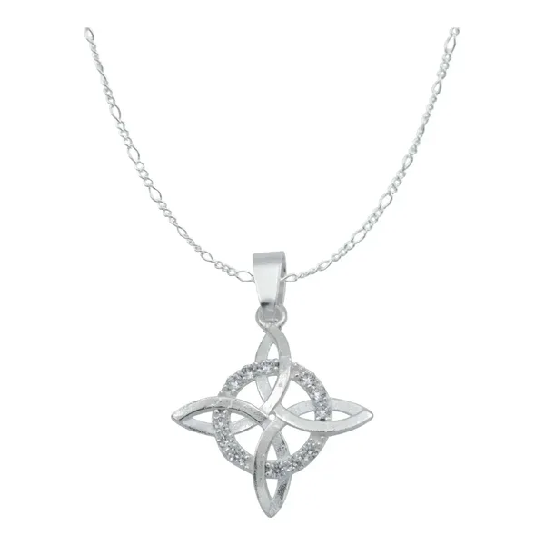 Collar Plata 925 Nudo Bruja con Zirconia y Cadena Figaro - Imagen 1
