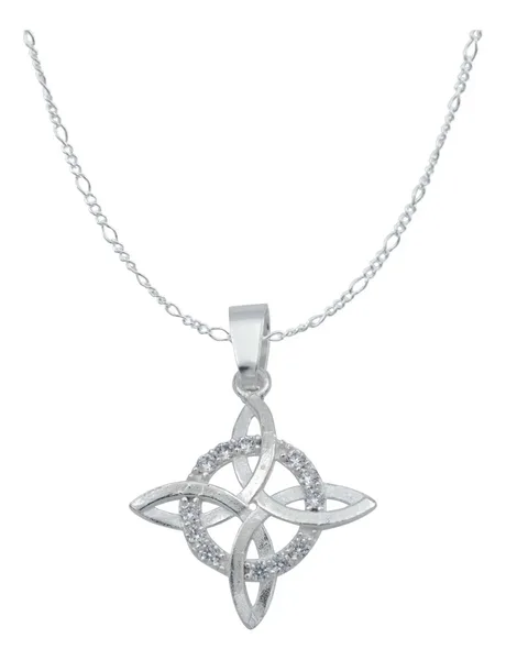 Collar Plata 925 Nudo Bruja con Zirconia y Cadena Figaro - Imagen 1