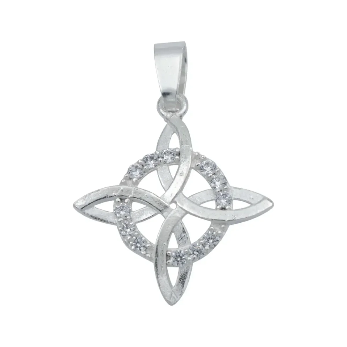 Collar Plata 925 Nudo Bruja con Zirconia y Cadena Figaro - Imagen 2