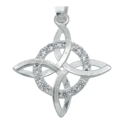 Collar Plata 925 Nudo Bruja con Zirconia y Cadena Figaro - Imagen 3