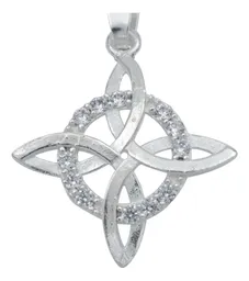 Collar Plata 925 Nudo Bruja con Zirconia y Cadena Figaro - Imagen 3